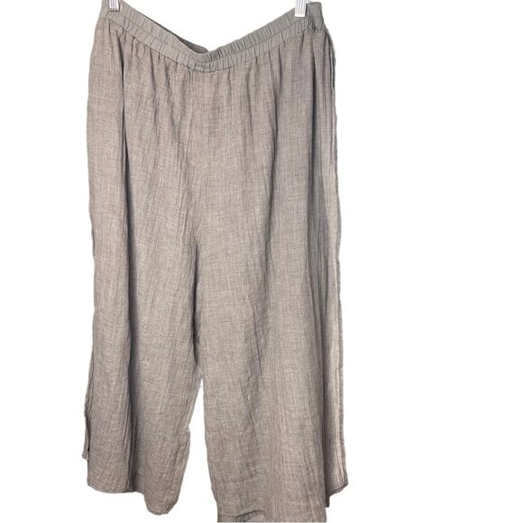 Lagenlook Wide-Leg Split Sides Harem Pants, Travel, Coastal Boho Bohemian L - Picture 2 of 3